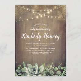 Succulenten Groen Rustiek Land Baby shower Kaart