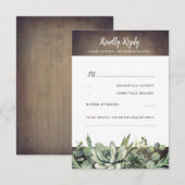 Succulenten Groen Rustiek Land Bruiloft RSVP (Voorkant / Achterkant)