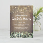 Succulenten Groen Rustiek Modern Afstuderen Kaart (Staand voorkant)