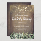 Succulenten Groen Rustiek Modern Afstuderen Kaart (Voorkant / Achterkant)