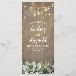 Succulenten groen rustieke bruiloft programma's