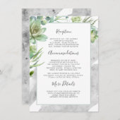 Succulenten Groen Zilver Bruiloft Informatie Informatiekaartje (Voorkant / Achterkant)