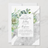 Succulenten Groen Zilveren Folie Verlovingsfeest Kaart (Voorkant)