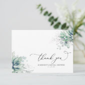Succulenten Groene Bruiloftsontbijt Dank Je Bedankkaart (Staand voorkant)
