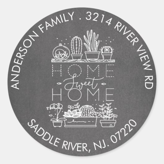 Succulenten Home Sweet Home Adres Label Sticker (Voorkant)