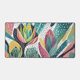 Succulenten in groen en roze bureaumat