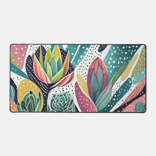 Succulenten in groen en roze bureaumat (Voorkant)