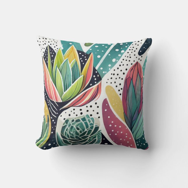 Succulenten in groen en roze kussen (Voorkant)