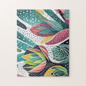 Succulenten in groen en roze legpuzzel (Verticaal)