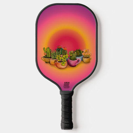 Succulenten in koffiekopjes Carbon Fiber Pickle Pickleball Paddle (Voorkant)