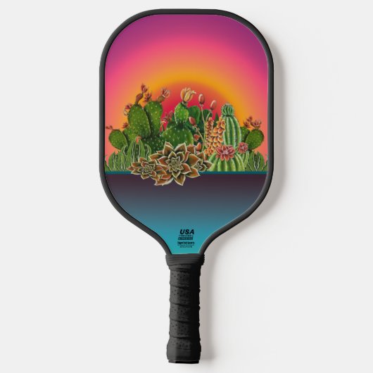 Succulenten in koffiekopjes Carbon Fiber Pickle Pickleball Paddle (Achterkant)