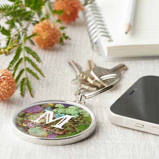 Succulenten in Planter Sleutelhanger (Zijkant)