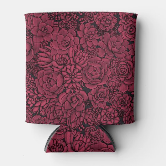 Succulenten in Viva Magenta - Kleur van het jaar 2 Blikjeskoeler (Voorkant)