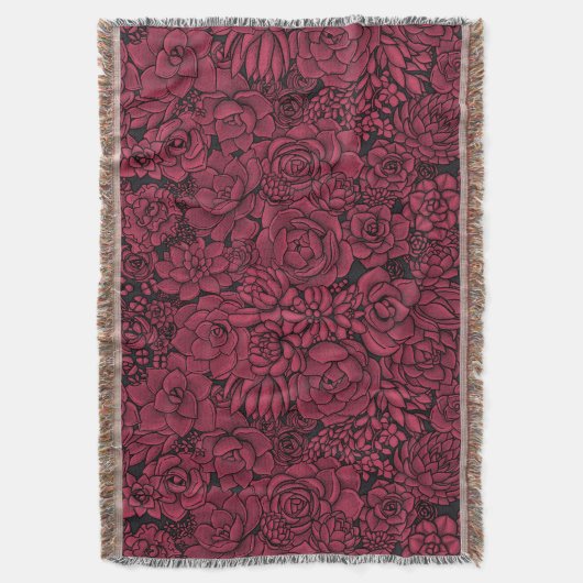 Succulenten in Viva Magenta - Kleur van het jaar 2 Deken (Voorkant Verticaal)