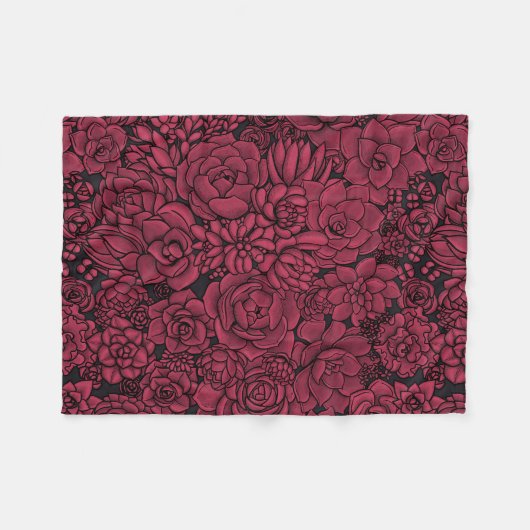 Succulenten in Viva Magenta - Kleur van het jaar 2 Fleece Deken (Voorkant (Horizontaal))