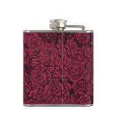 Succulenten in Viva Magenta - Kleur van het jaar 2 Heupfles (Achterkant)