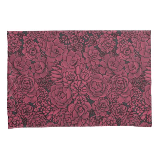 Succulenten in Viva Magenta - Kleur van het jaar 2 Kussensloop (Voorkant-Rechts)