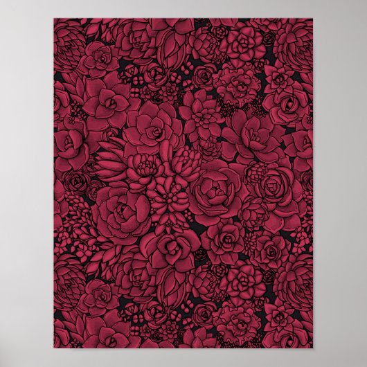 Succulenten in Viva Magenta - Kleur van het jaar 2 Poster (Voorkant)