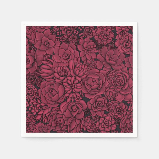 Succulenten in Viva Magenta - Kleur van het jaar 2 Servet (Voorkant)