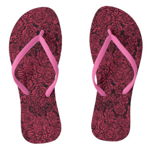 Succulenten in Viva Magenta - Kleur van het jaar 2 Teenslippers