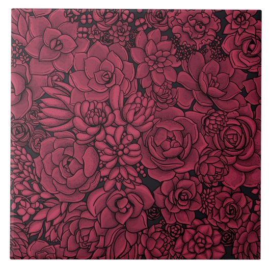 Succulenten in Viva Magenta - Kleur van het jaar 2 Tegeltje (Voorkant)