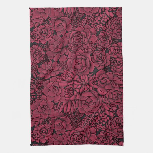 Succulenten in Viva Magenta - Kleur van het jaar 2 Theedoek (Verticaal)