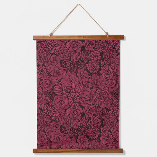 Succulenten in Viva Magenta - Kleur van het Jaar Hangend Wandkleed (Voorkant)