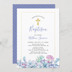 Succulenten & Kruis   Jongensdoop, doop Kaart