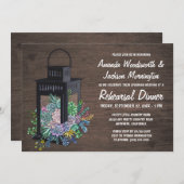 Succulenten + Lantaarn repetitie diner uitnodiging (Voorkant / Achterkant)