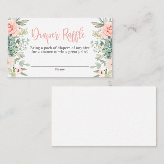 Succulenten Luier Raffle Informatiekaartje (Voorkant / Achterkant)