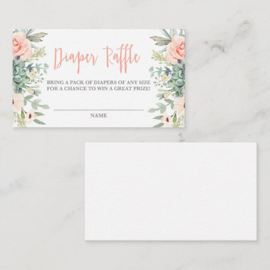 Succulenten Luier Raffle Informatiekaartje (Voorkant / Achterkant)