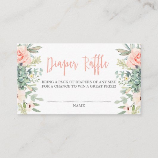 Succulenten Luier Raffle Informatiekaartje (Voorkant)