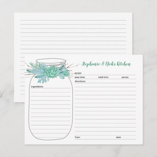 Succulenten Mason Jar Vrijgezellenfeest Recept Kaa Briefkaart (Voorkant / Achterkant)