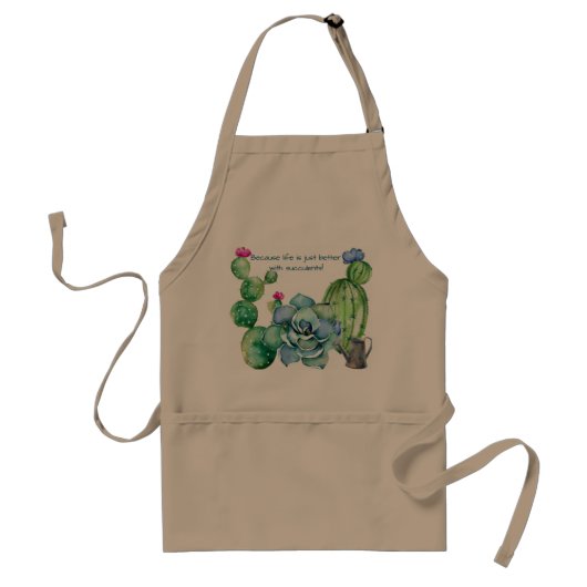 Succulenten met Gardening Apron! Standaard Schort (Voorkant)