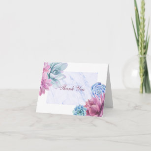 Succulenten Modern Marmer Bloemen Chic Dank u Bedankkaart