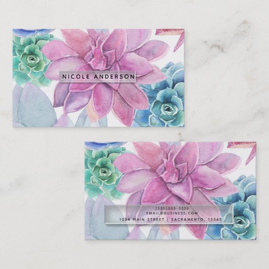 Succulenten Moderne Chic Fiesta Tuin Bloemen Visitekaartje (Voorkant / Achterkant)