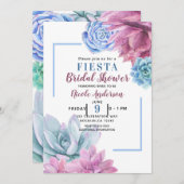 Succulenten Moderne Chic Witte Bruiloftsfeest Fies Kaart (Voorkant / Achterkant)