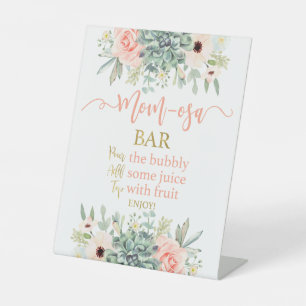 Succulenten momosa reclamebord met voetstuk