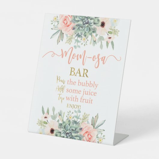 Succulenten momosa reclamebord met voetstuk (Voorkant)