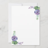 Succulenten paarse bruiloft uitnodiging goud elega (Achterkant)