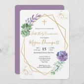 Succulenten Paarse Communie Kaart (Voorkant / Achterkant)