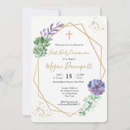 Succulenten Paarse Communie Kaart