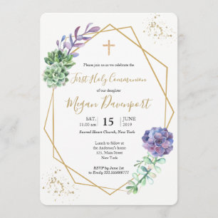 Succulenten Paarse Communie Kaart