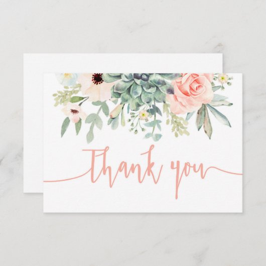 Succulenten, perzikkoraal dank u notitiekaartje (Voorkant / Achterkant)