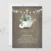 Succulenten Pompoenen Goud Kruis Herfst Doop Kaart (Voorkant)