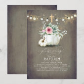 Succulenten Pompoenen Gouden Kruis Herfst Roze Doo Kaart (Voorkant / Achterkant)