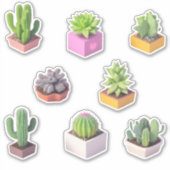Succulenten Potten Planten Sticker Pack (Voorkant)
