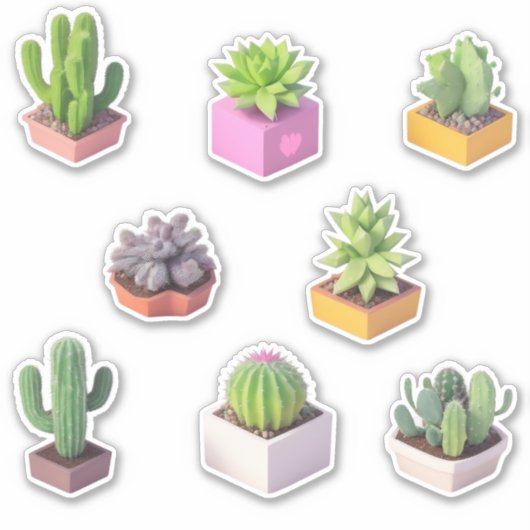 Succulenten Potten Planten Sticker Pack (Voorkant)