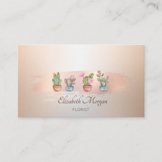 Succulenten Roos gouden penseelstreek bakkerij Visitekaartje (Voorkant)