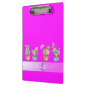 Succulenten Roze Fluorescerend Monogram Klembord (Links)